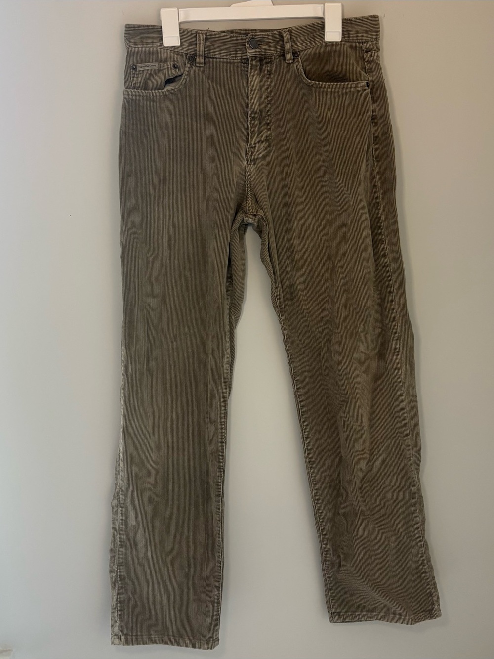 Calvin Klein Jeans Men’s Corduroy Pants Size 33 Taupe Gray Straight Leg